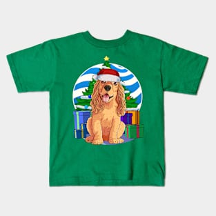 Cocker Spaniel Cute Santa Christmas Gift Kids T-Shirt